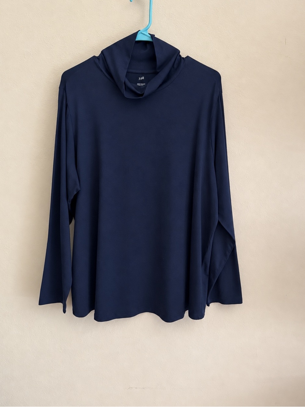 J. Jill Supima Cotton Cowl Neck Top Plus Size 2X Navy Blue
